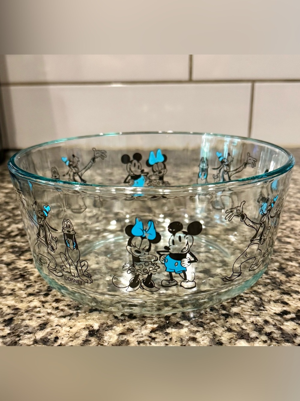 Disney Mickey and Friends Pyrex Glass Bowl 3.5”x7”
